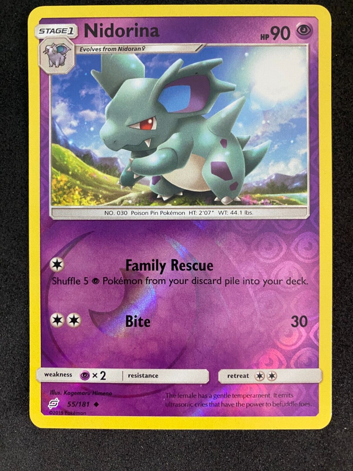 Pokemon Nidorina 55/181 Team Up Reverse Holo NM