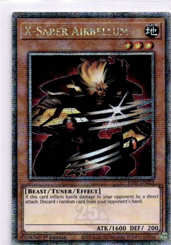 Yugioh X-Saber Airbellum RA03-EN221 Quarter Century Rare 1st Edition NM
