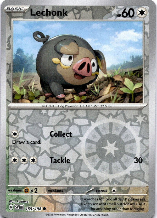 Pokemon Lechonk 155/198 Scarlet Violet Base Reverse Holo NM