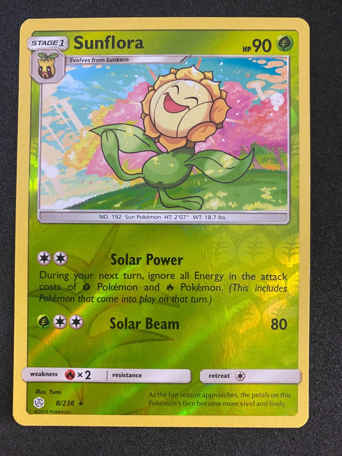 Pokemon Sunflora 8/236 Cosmic Eclipse Reverse Holo NM