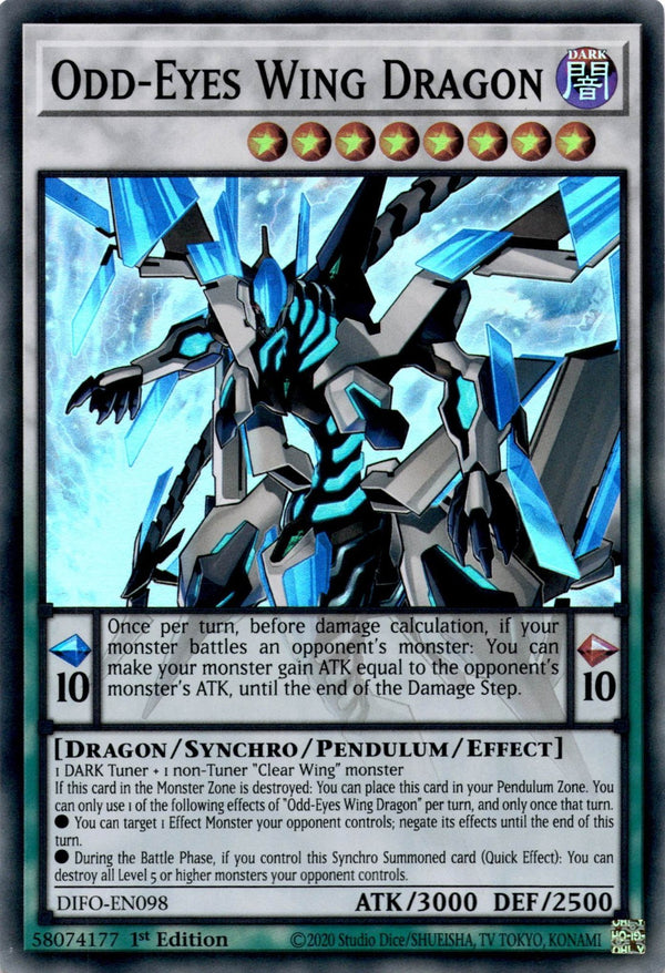 Yugioh Odd-Eyes Wing Dragon DIFO-EN098 Super Rare 1st Edition NM