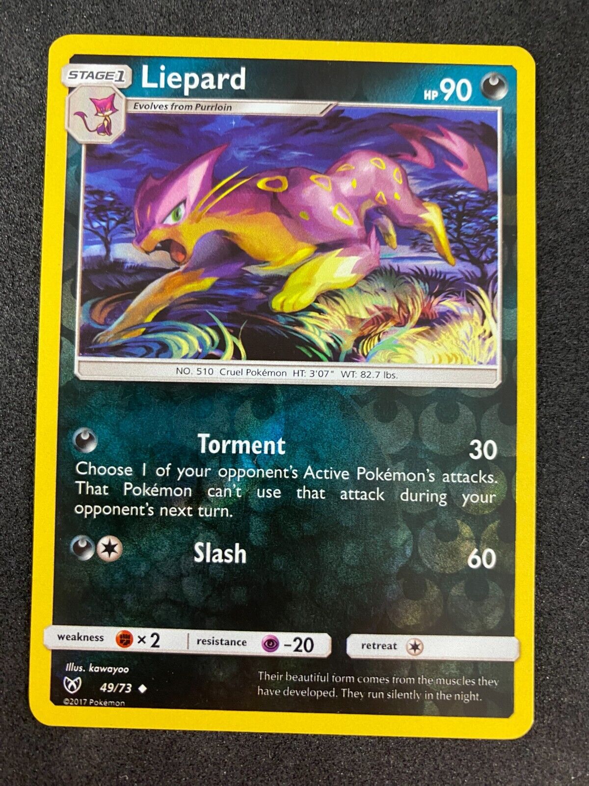 Pokemon Liepard 49/73 Shining Legends Reverse Holo NM