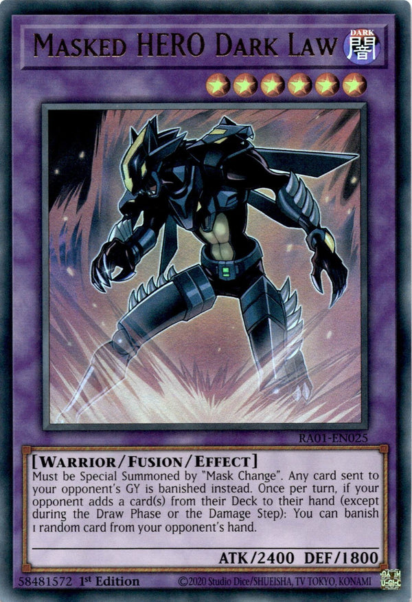 Yugioh Masked HERO Dark Law RA01-EN025 Ultra Rare 1st Edition NM