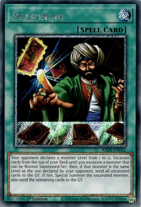 Yugioh Reasoning RA01-EN052 Platinum Secret Rare 1st Edition NM