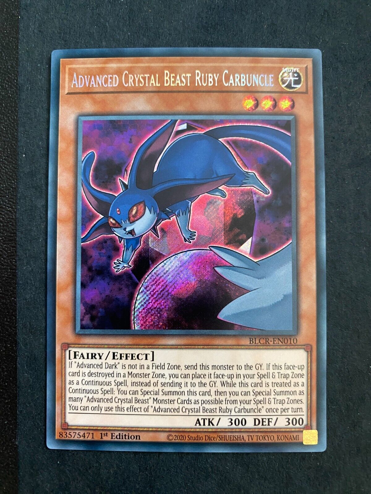 Yugioh Advanced Crystal Beast Ruby Carbuncle BLCR-EN010 Secret Rare 1st Ed NM