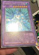 Yugioh Elemental HERO Aqua Neos POTD-EN031 Ultimate Ra Gold Stamp NA HP (CREASE)