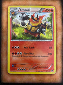 Pokemon Emboar 19/114 Black White Base Cracked Ice DAMAGED (WARPED)