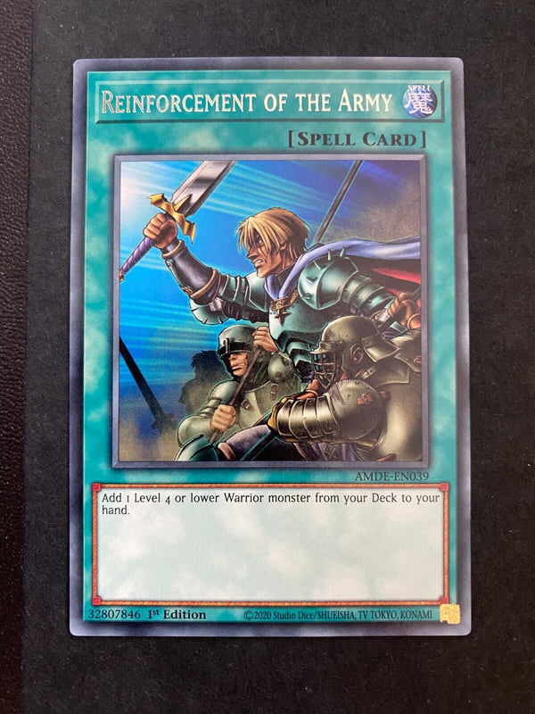 Yugioh Reinforcement of the Army AMDE-EN039 Rare 1st Edition NM