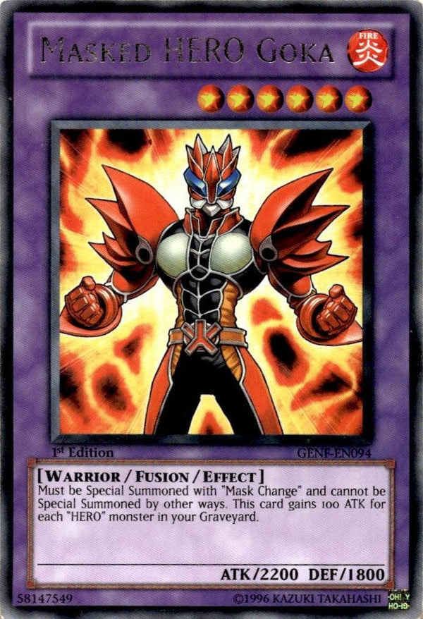 Yugioh Masked HERO Goka GENF-EN094 Rare 1st Edition MP