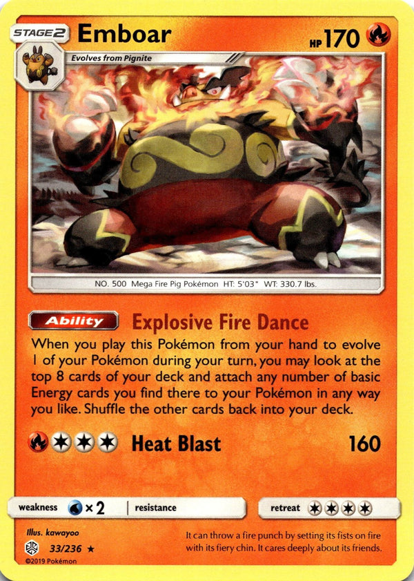 Pokemon Emboar 33/236 Cosmic Eclipse Non Holo NM