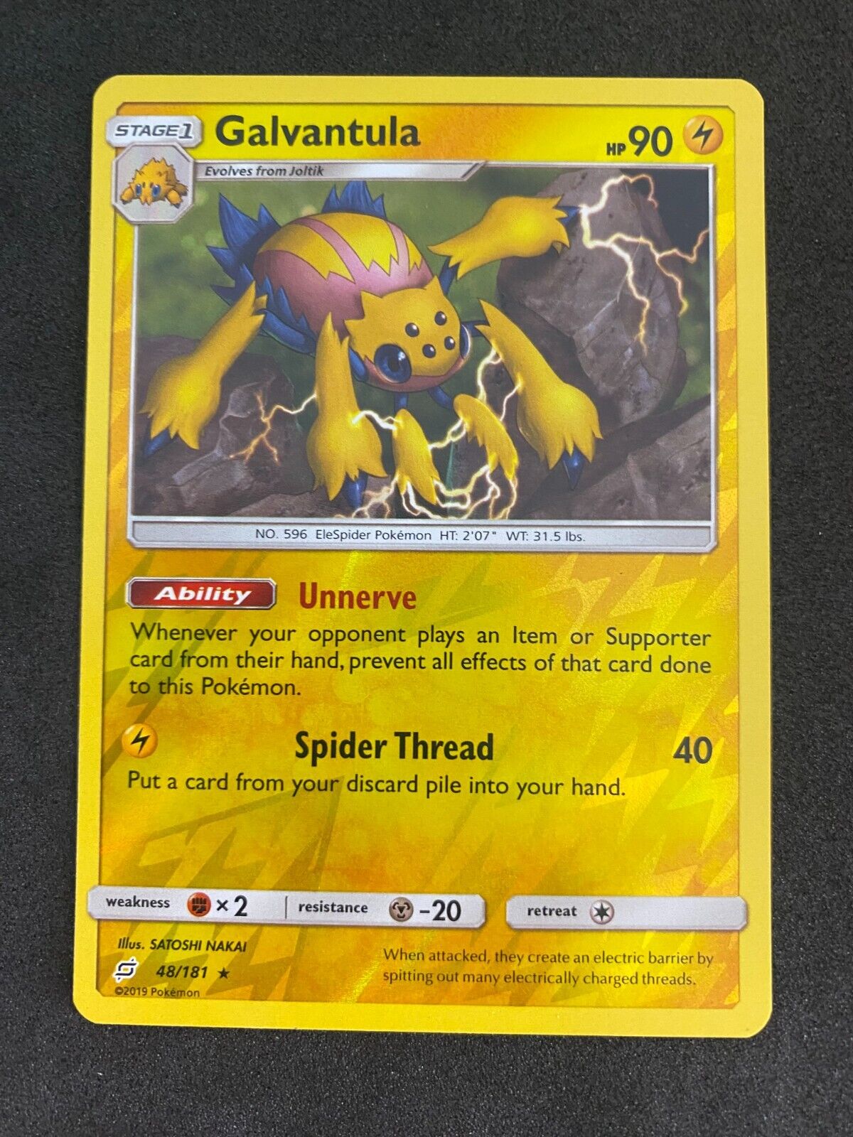 Pokemon Galvantula 48/181 Team Up Reverse Holo NM