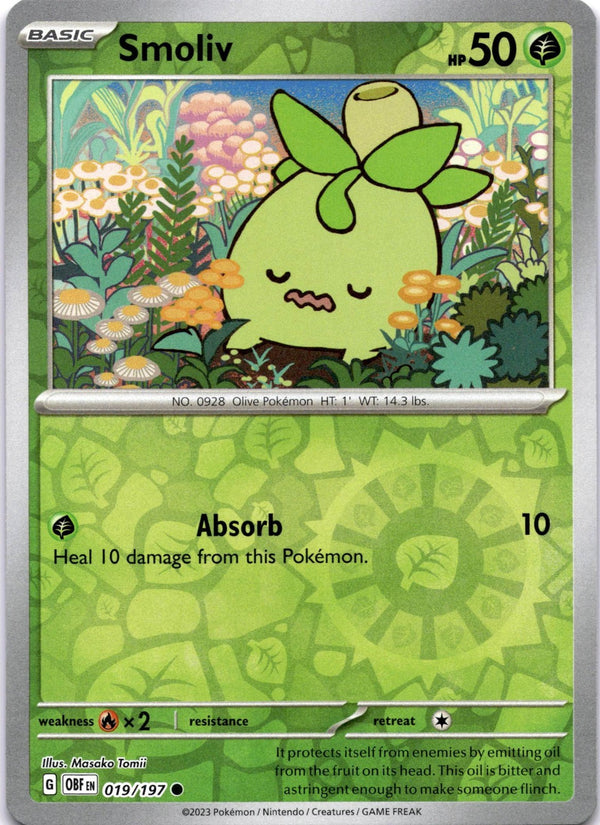Pokemon Smoliv 019/197 Obsidian Flames Reverse Holo NM