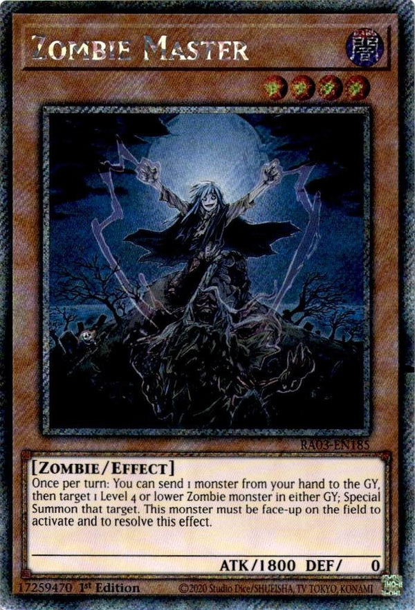 Yugioh Zombie Master RA03-EN185 Platinum Secret Rare 1st Edition NM