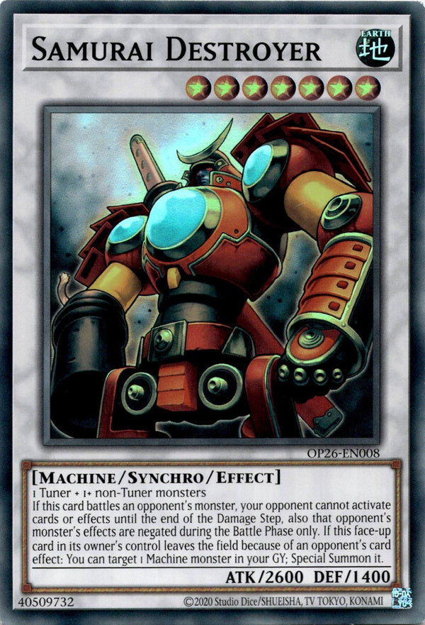 Yugioh Samurai Destroyer OP26-EN008 Super Rare Unlimited Edition NM