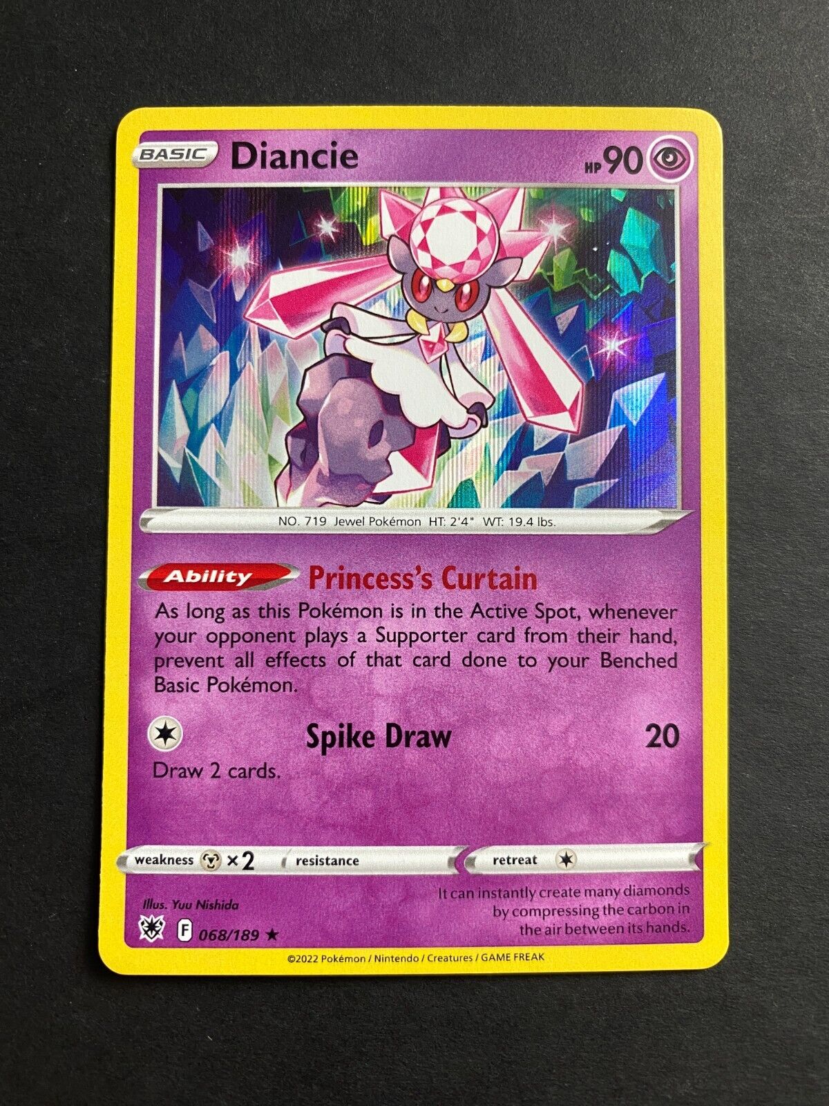 Pokemon Diancie 068/189 Astral Radiance Holo NM