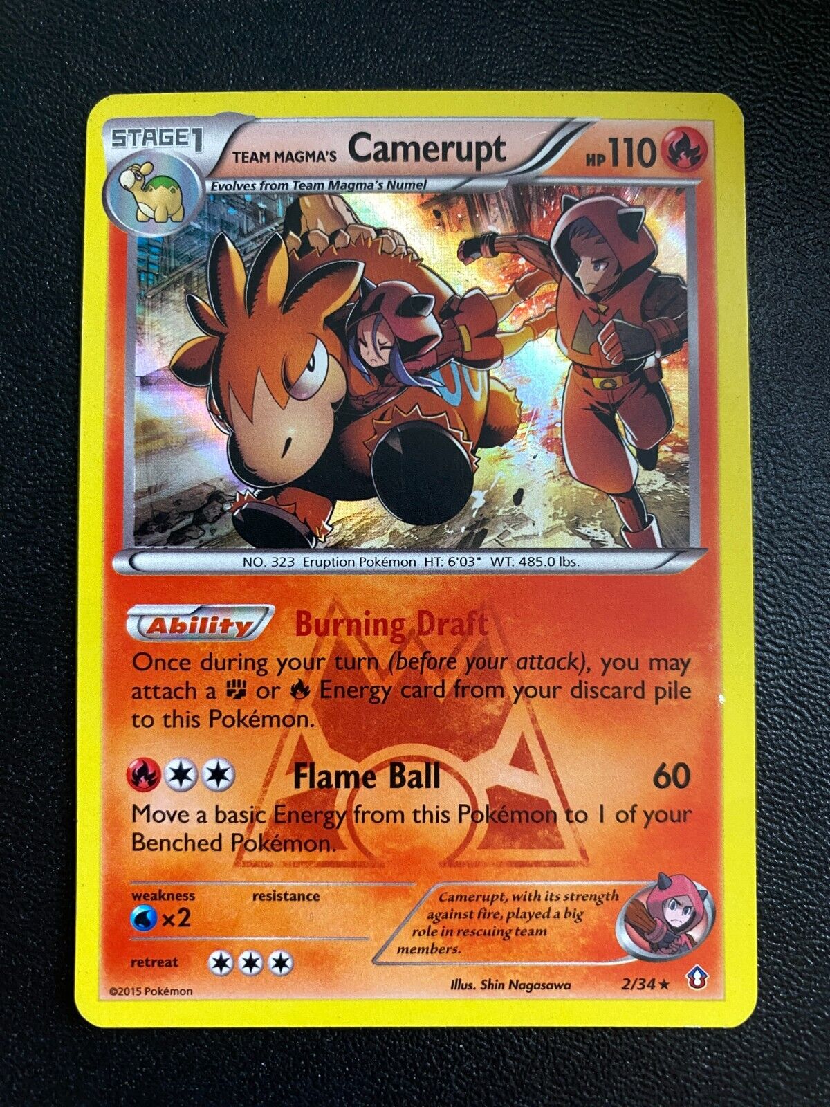 Pokemon Team Magma's Camerupt 2/34 XY Double Crisis Rare Holo LP