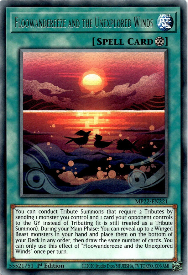 Yugioh Floowandereeze and the Unexplored Winds MP22-EN221 Rare 1st Edition NM