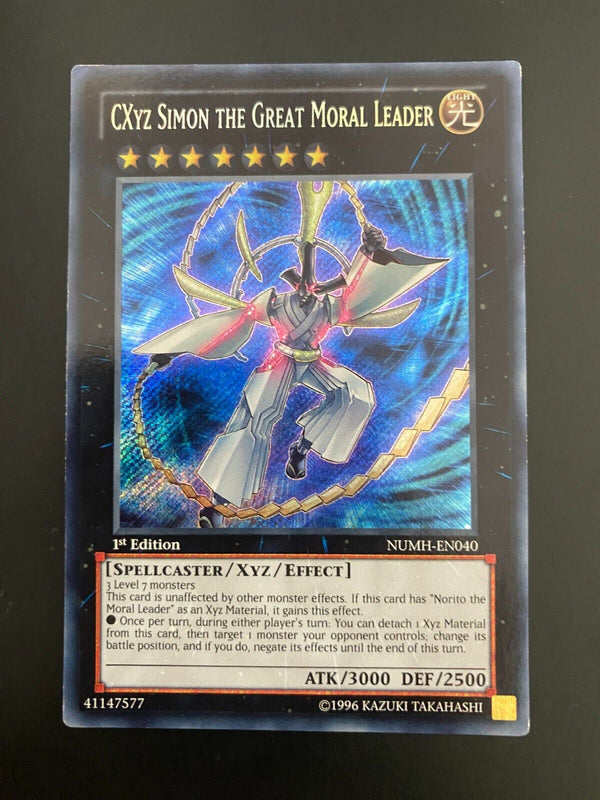 Yugioh CXyz Simon the Great Moral Leader NUMH-EN040 Secret Rare 1st Edition LP