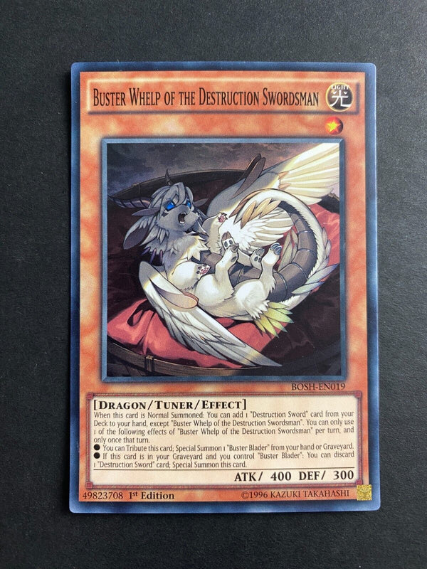 Yugioh Buster Whelp of the Destruction Swordsman BOSH-EN019 Super Rare 1st Ed LP