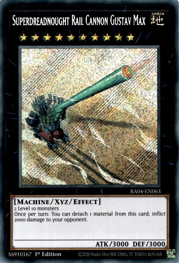 Yugioh Superdreadnought Rail Cannon Gustav Max RA04-EN063 Secret Rare 1st Ed NM