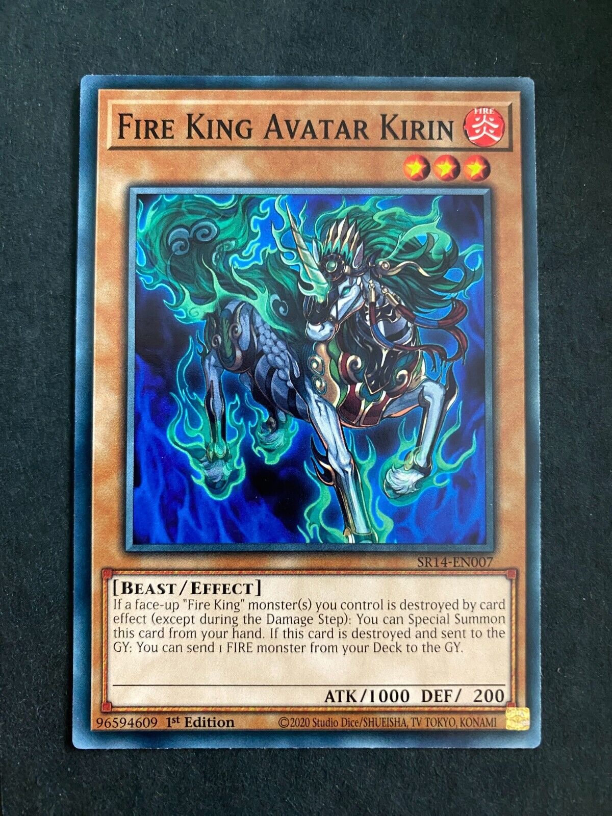 Yugioh Fire King Avatar Kirin SR14-EN007 Common 1st Edition NM