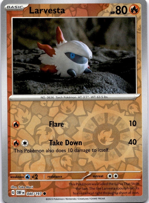 Pokemon Larvesta 040/197 Obsidian Flames Reverse Holo NM