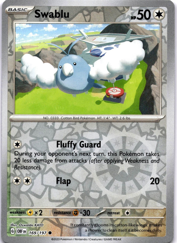 Pokemon Swablu 169/197 Obsidian Flames Reverse Holo NM