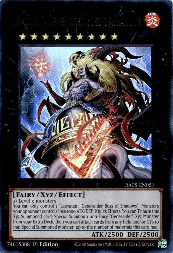 Yugioh Laevatein, Generaider Boss of Shadows RA05-EN051 NA Print Ultra Rare NM