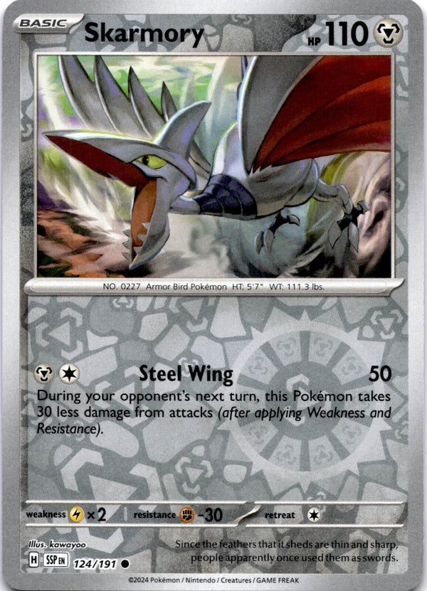 Pokemon Skarmory 124/191 Surging Sparks Reverse Holo NM