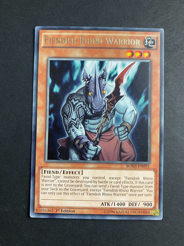 Yugioh Fiendish Rhino Warrior BOSH-EN091 Rare 1st Edition LP