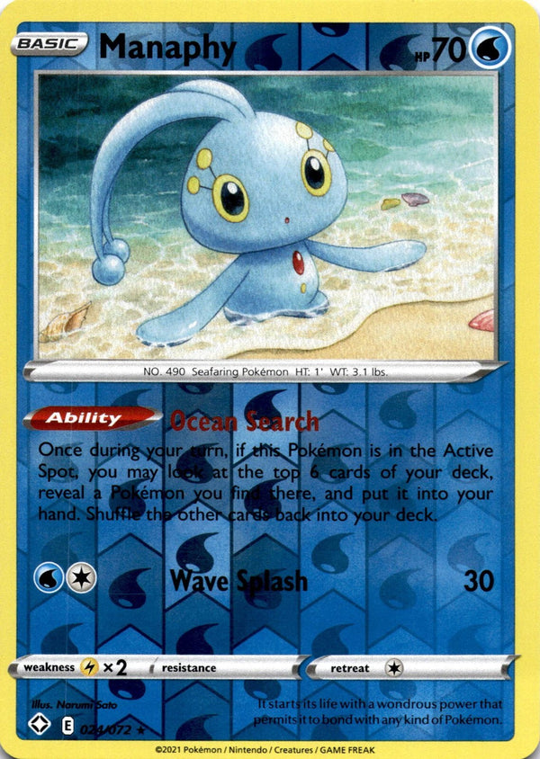 Pokemon Manaphy 024/072 Shining Fates Reverse Holo NM