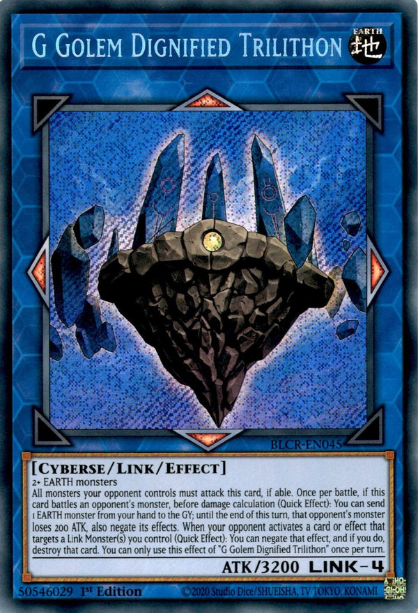 Yugioh G Golem Dignified Trilithon BLCR-EN045 Secret Rare 1st Edition NM