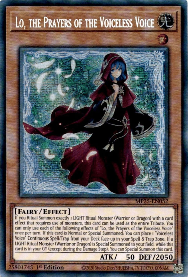 Yugioh Lo, the Prayers of the Voiceless Voice MP25-EN052 Secret Rare 1st Ed NM