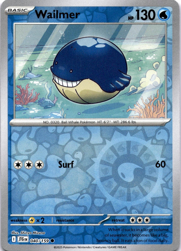 Pokemon Wailmer 040/159 Journey Together Reverse Holo NM