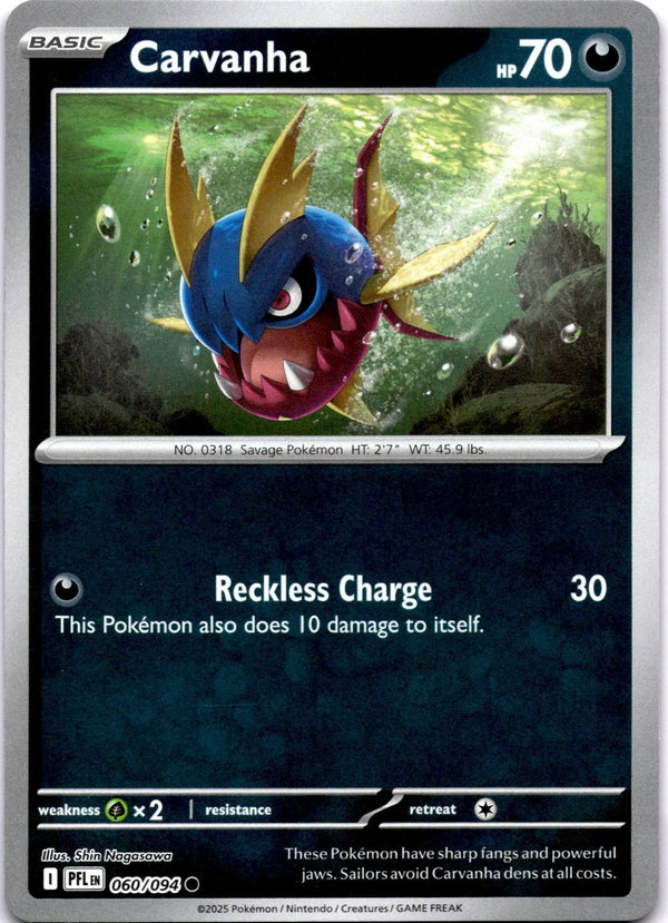 Pokemon Carvanha 060/094 Phantasmal Flames Reverse Holo NM