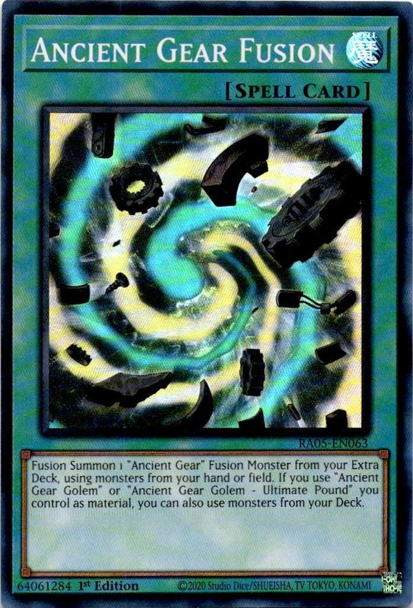 Yugioh Ancient Gear Fusion RA05-EN063 NA Print Super Rare 1st Edition NM