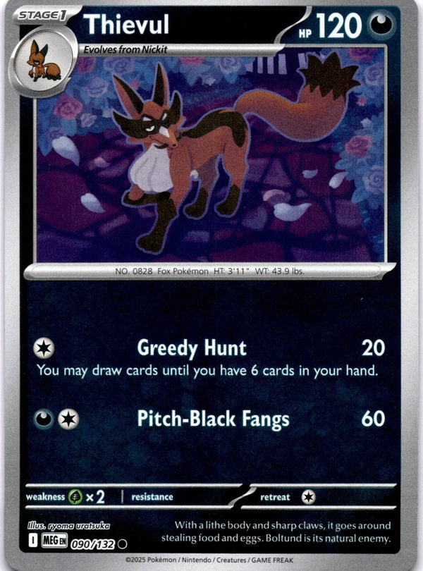Pokemon Thievul 090/132 Mega Evolution Reverse Holo NM