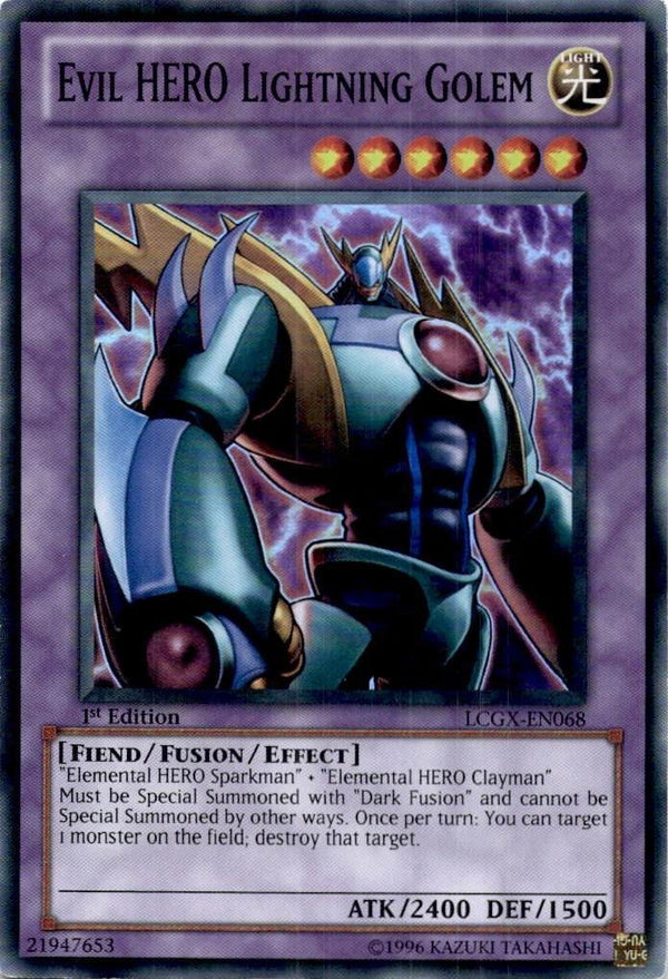Yugioh Evil HERO Lightning Golem LCGX-EN068 Super Rare 1st Edition LP