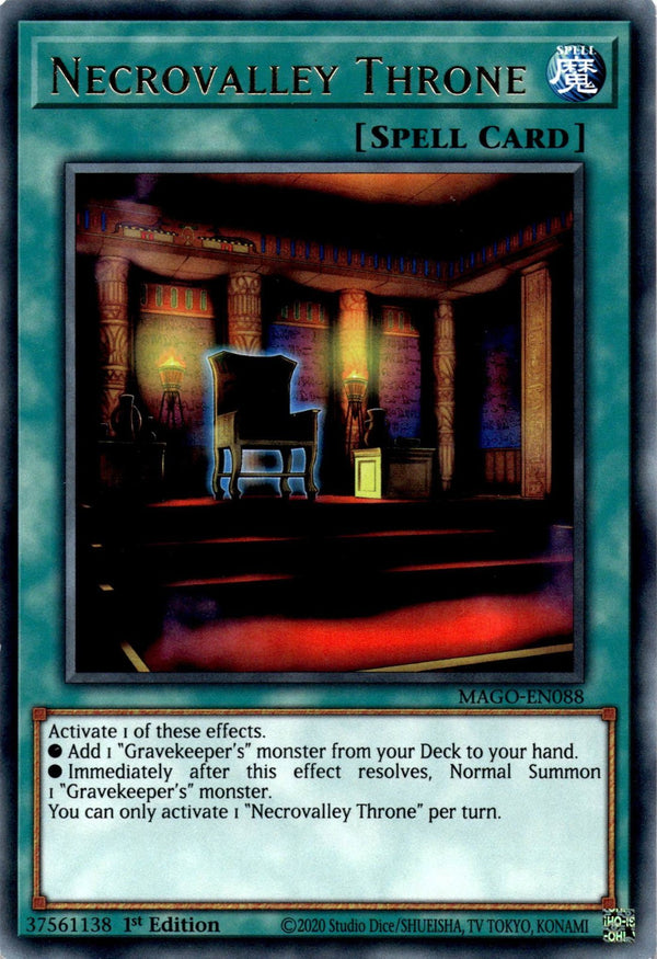 Yugioh Necrovalley Throne MAGO-EN088 Gold Rare 1st Edition NM