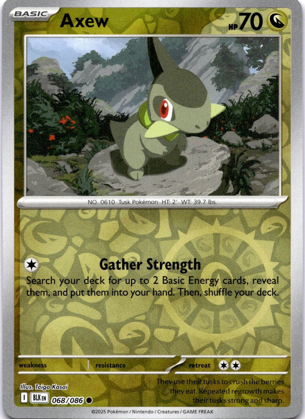 Pokemon Axew 068/086 Black Bolt Reverse Holo NM