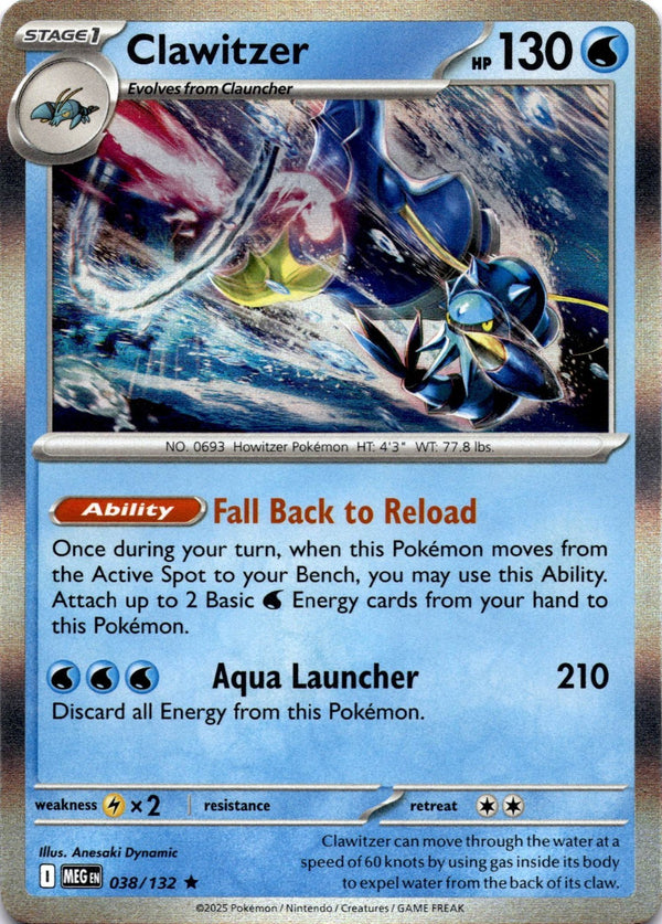 Pokemon Clawitzer 038/132 Mega Evolution Holo NM
