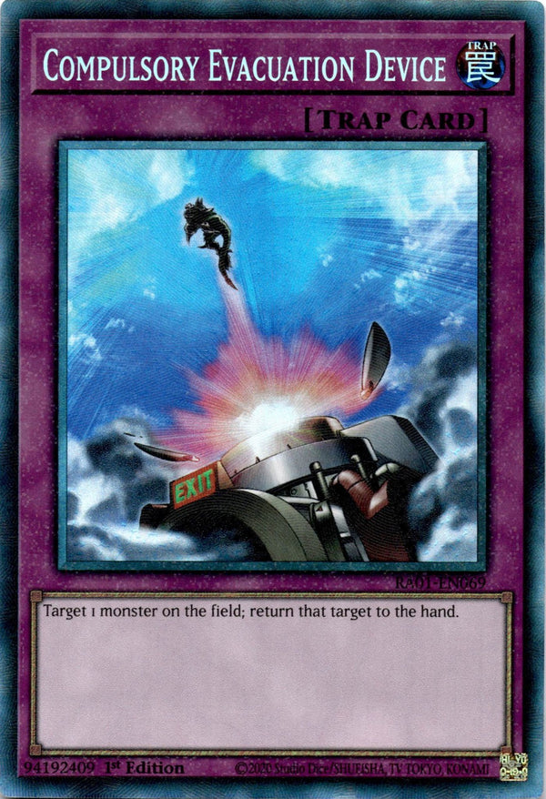 Yugioh Compulsory Evacuation Device RA01-EN069 Collector’s Rare 1st Edition NM