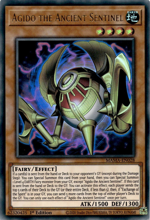 Yugioh Agido the Ancient Sentinel MAMA-EN028 Ultra Rare 1st Edition NM