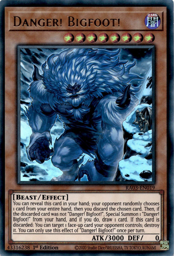 Yugioh Danger! Bigfoot! RA03-EN019 Ultra Rare (Alt Art) 1st Edition LP
