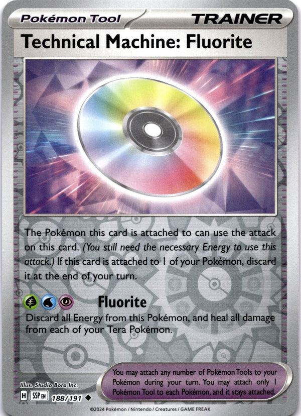 Pokemon Technical Machine: Fluorite 188/191 Suring Sparks Reverse Holo NM
