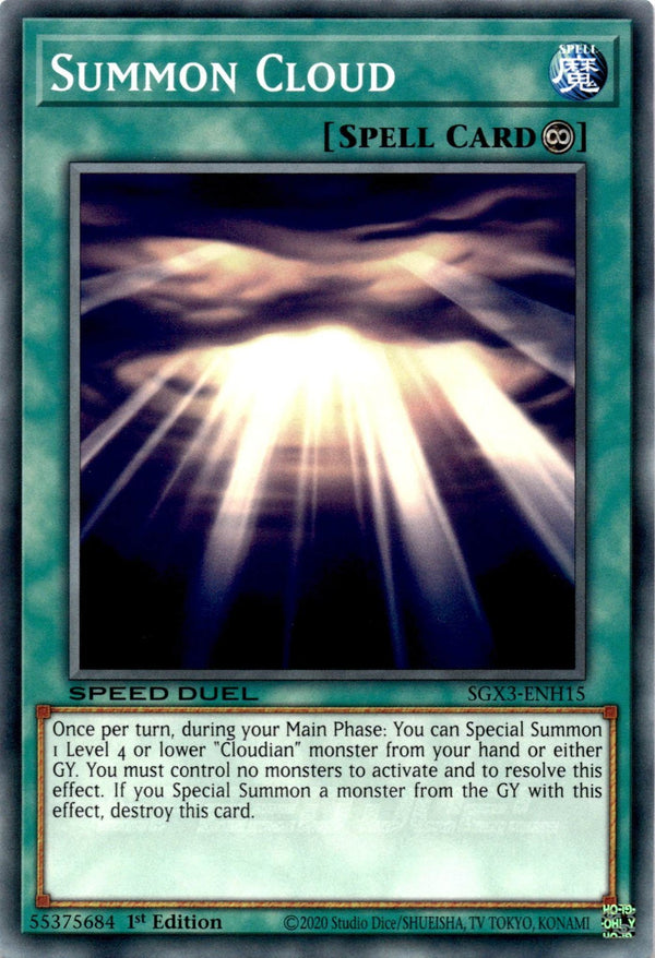 Yugioh Summon Cloud SGX3-ENH15 Speed Duel Common 1st Edition NM