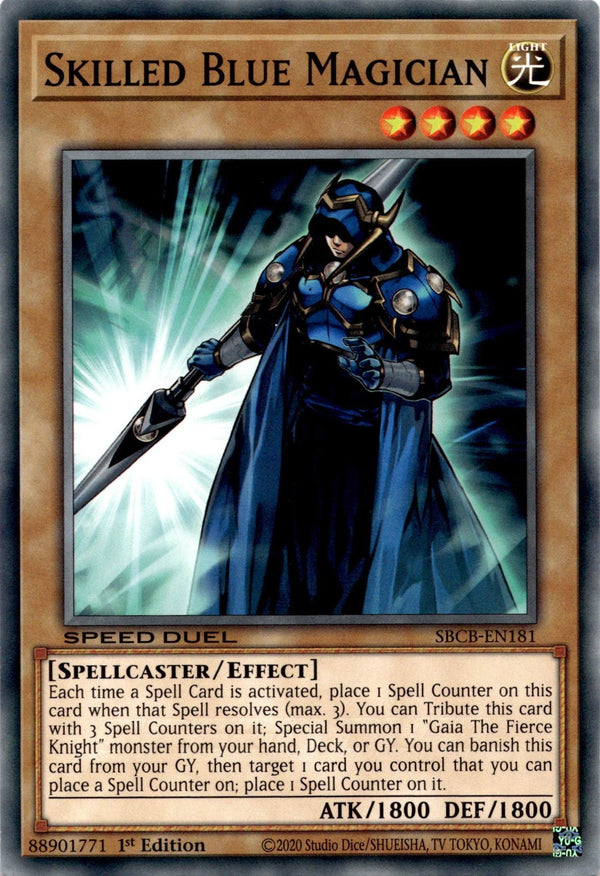 Yugioh Skilled Blue Magician SBCB-EN181 Speed Duel Common 1st Edition NM