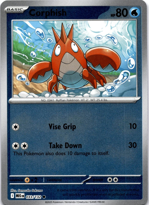 Pokemon Corphish 033/132 Mega Evolution Reverse Holo NM