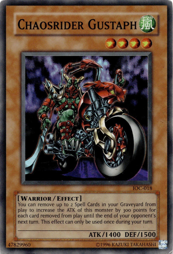 Yugioh Chaosrider Gustaph IOC-018 Super Rare Unlimited Edition HP