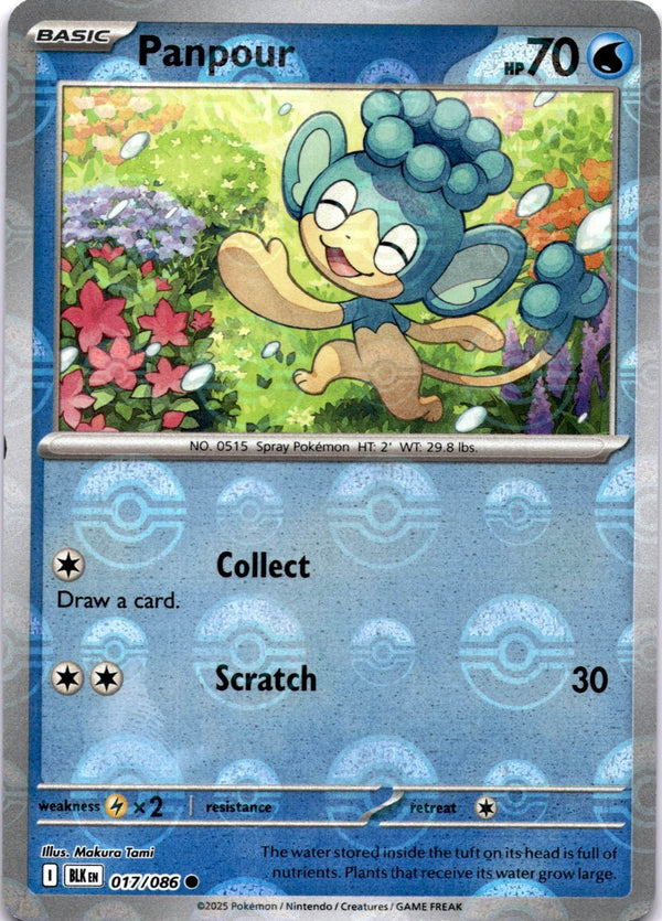 Pokemon Panpour 017/086 Black Bolt Reverse Holo Pokeball NM